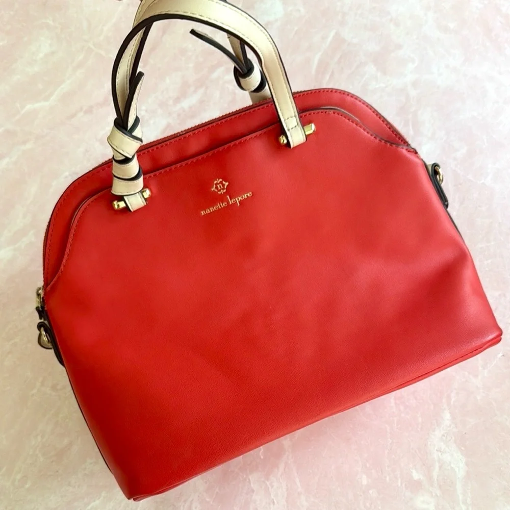 Nanette Lepore Orange and Ivory Satchel Bag